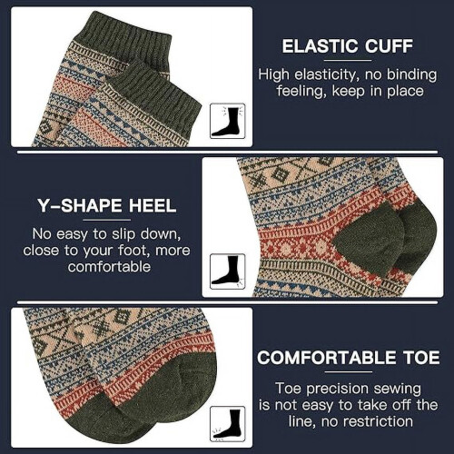 Men's Wool Socks Thermal Winter Thick Crew 5 Pairs 2