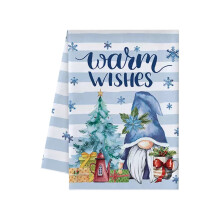 Winter Wonderland Dish Towel Blue Snowman Forest 24x16 Inch