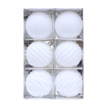 Velvet Christmas Balls White 3.15 Inch 6-Pack Shatterproof