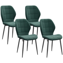 Set of Four Flannel Relaxed Tub Dining Chairs - Green