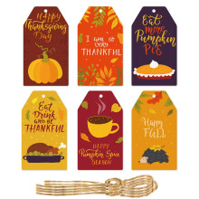 Thanksgiving Gift Tags Pumpkin Maple Design 60 pcs