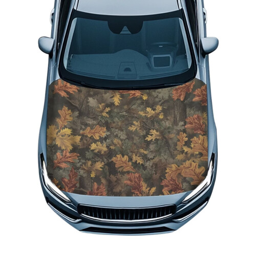 Car Hood Cover Stretch Removable Camo Forest Design