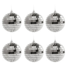 Mini Disco Ball Ornaments Silver 4cm 6PCS