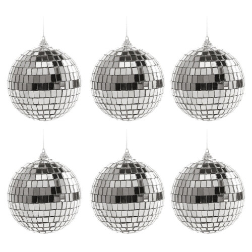 Mini Disco Ball Ornaments Silver 4cm 6PCS
