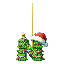 Acrylic Christmas Tree Pendant Ornament Green 26 Letters