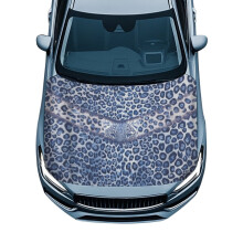 Car Hood Cover Blue Cheetah Print Washable
