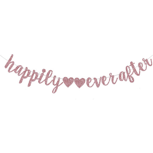 Rose Gold Glitter Happily Ever After Banner 10ft