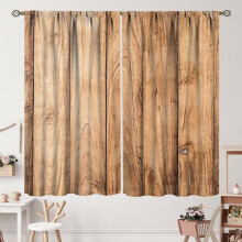 Farmhouse Barn Door Curtains Blue Grey Wooden Plank 2