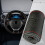 Hand-sewn leather steering wheel wrap brown 38cm embossed 4