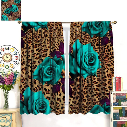 Leopard Print Curtains Brown 42x63 Rod Pocket 2
