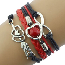 Infinity Love Heart Pearl Bracelet for Women with Antique