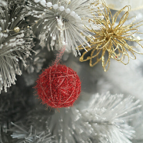 Christmas Tree Ornaments Polyester 6 cm Gold Silver Red