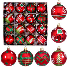 Glitter Christmas Ball Ornaments Set Red Green 16 pcs