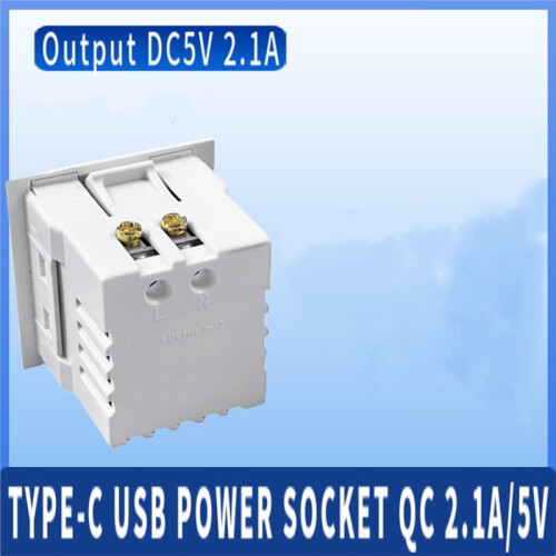 Type-C USB Power Socket QC 2.1A 5V 18W Embedded Recessed Power Socket Square Red Indicator Tablet Socket for PDU UPS