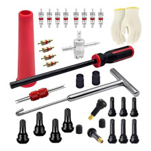 Tire Valve Stem & Core Tool Kit, Longer Valve Stem Puller & Remover, Tire Pressure Check for Cars Motorcycles ATVs