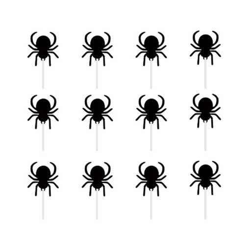 Halloween Cupcake Toppers Spider Skull Bat Ghost 12 Pcs 1