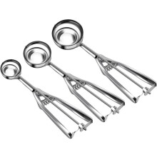 Ensemble de CuillèRes à CrèMe GlacéE avec Plusieurs Tailles de Gâchette en Acier Inoxydable Lot de 3 CuillèRes à Biscuits pour la Cuisson