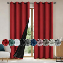 Blackout Curtains Red 78.75 Inch Grommet Panels 2-Pack