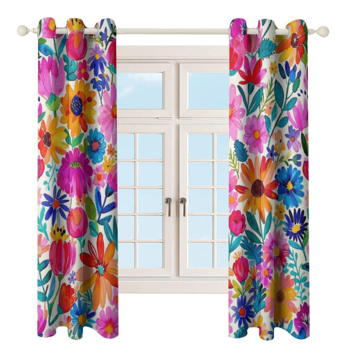 Floral Printed Window Curtains Blackout Thermal Insulated 2