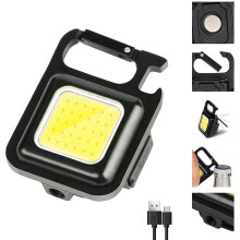 2X COB Flashlight,500Lumen Bright Rechargeable Keychain Flashlight 3 Light Mode with Bottle Opener for Fishing