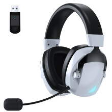 Wireless Gaming Headset with Mic 2.4G Headphone USB 3.5mm Wired 3 Modes for PC,Laptop,PS4, PS5, White