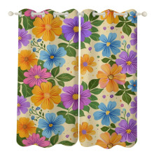 Floral Flower Window Curtains Blackout Thermal Insulated