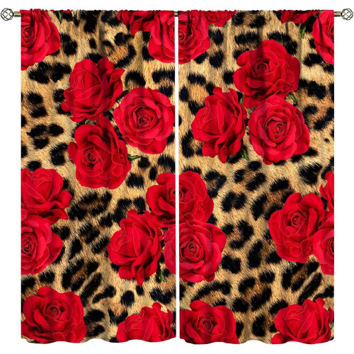 Leopard Print Curtains Brown Animal Texture 52x84 Inch 2
