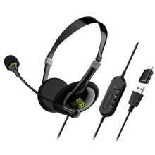 USB-Computerheadset Speciale Headset voor Zakelijke Operators Bekabelde Headset Inline-Bedieningsheadset met Type C-Adapter