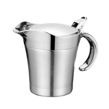 Stainless Steel Double-Insulated Gravy Boat with Hinged Lid