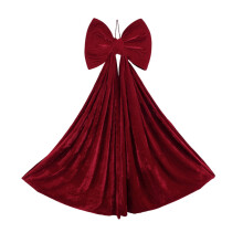 Burgundy Velvet Christmas Bow Ornament 1 Pack