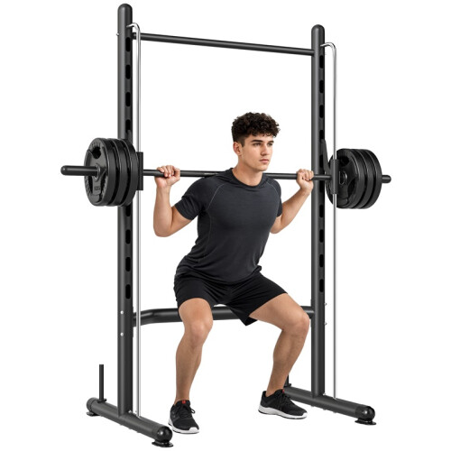 Adjustable Squat Rack, with Pull Up Bar, Barbell Bar for Home Gym