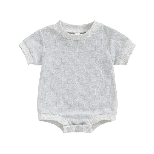 Cotton Checkered Bubble Romper for Newborns 0-18 Months 1