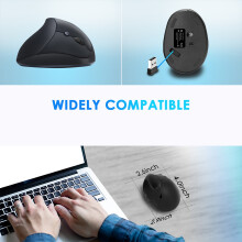 Souris Verticale Ergonomique Rechargeable Sans Fil USB 2,4 G pour Ordinateur Portable, Souris de Jeu Noire