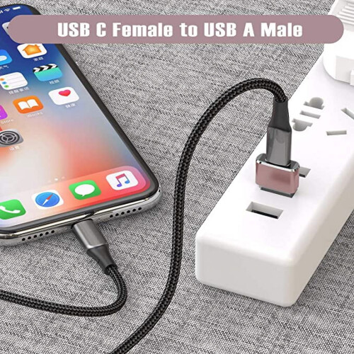 USB to USB-C Adapter Type-C Female to USB-A Male 2 Pack 1