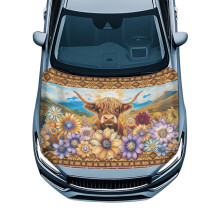 Floral Highland Cow Aztec Hood Cover 59.05x39.37 in Premium