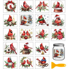 Christmas Cardinal Stickers 3.9x3.6 in 18 pcs