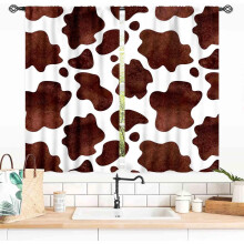 Western Cowhide Curtains Brown Print 55x39 Inch