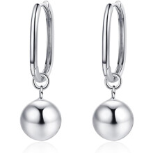Silver Ball Leverback Earrings White Gold Plated