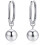 Silver Ball Leverback Earrings White Gold Plated 1
