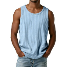 Men's Solid Blue Athletic Tank Top Loose Fit L