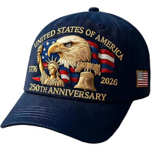 Red Baseball Cap USA 250th Anniversary Embroidered