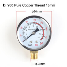 Y60 Pressure Gauge for Pool Filter and Air Compressor 0-1.6
