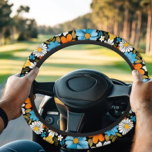 Hippie Flower Steering Wheel Cover for 13-14 Inch Golf Cart