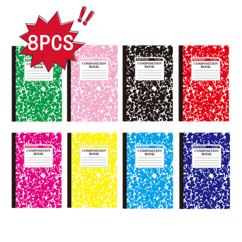 Composition Notebooks Wide Ruled Marble Cover 8 pcs