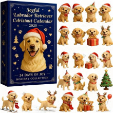 2025 Advent Calendar with 24 Yellow Acrylic Labrador