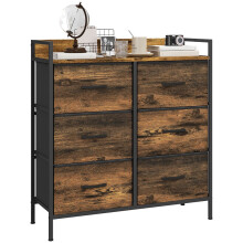 Rustic Chest of Six Fabric Drawers - Rustic Brown