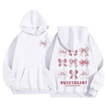 SonxaHe Girls Hooded Sweatshirt Bow Print Long Sleeve