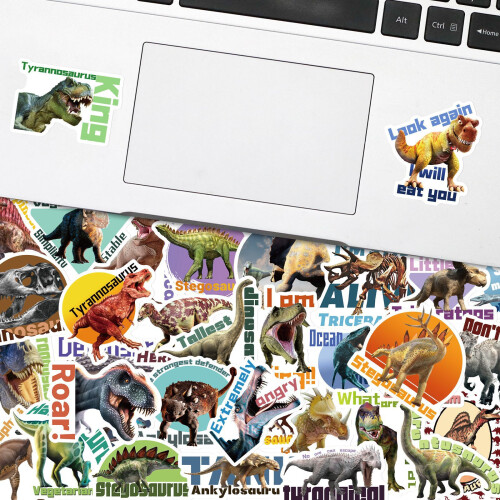 Dinosaur Stickers Pack - Realistic Jurassic Cartoon Design, 2