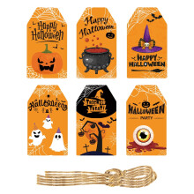 Halloween Paper Tags with String 60 Pcs