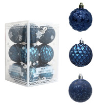 Blue Christmas Ball Ornaments Plastic 12 pcs